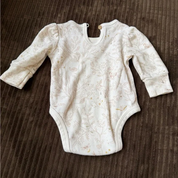 Charming Cream Floral Baby Bodysuit Pehr Organic Cotton - Picture 1 of 6